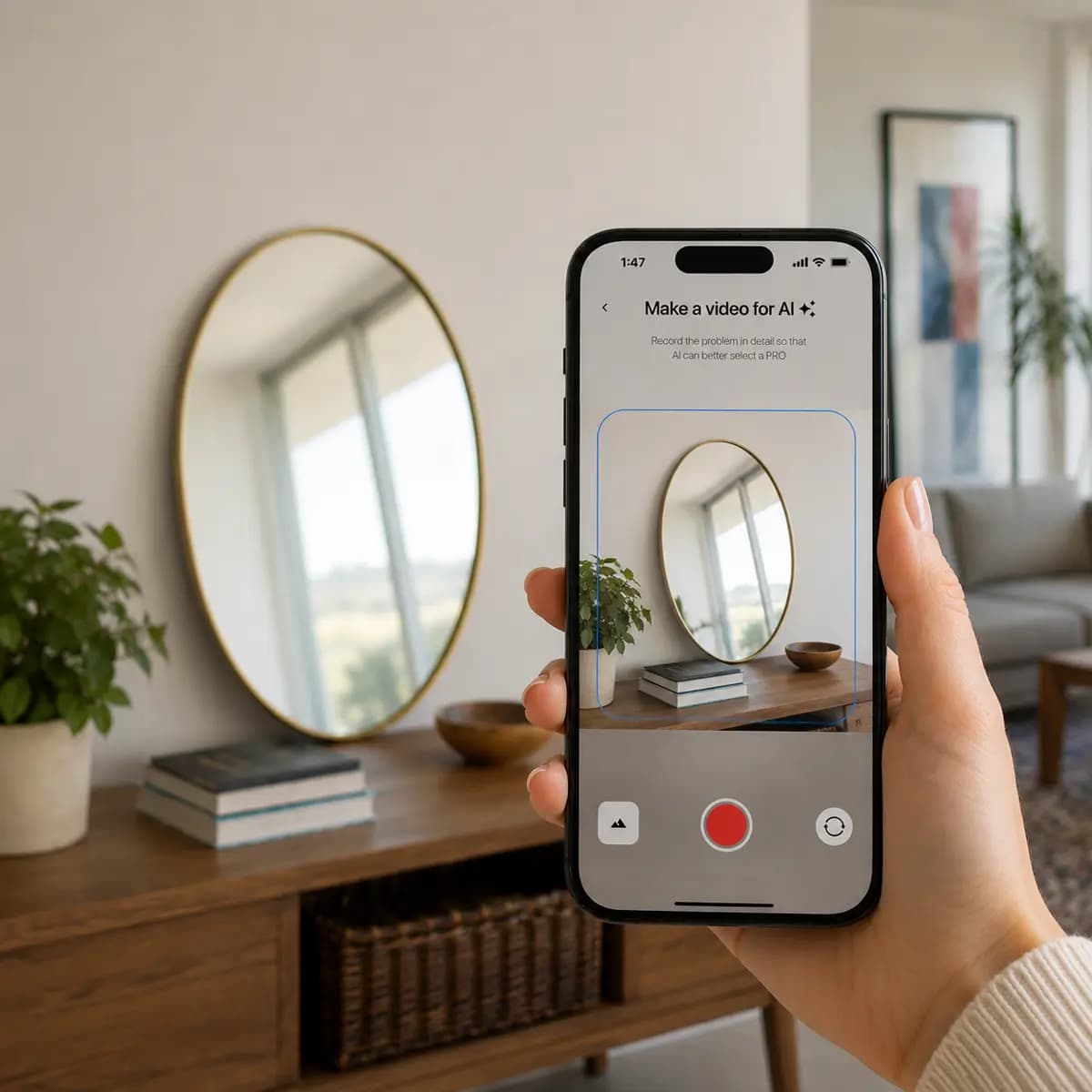 Pro confirming a pickup-truck booking on a phone